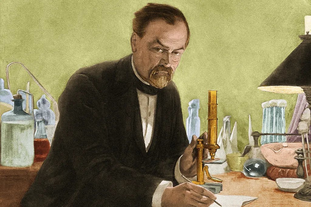 Louis Pasteur, französischer Mikrobiologe. in seinem Labor.