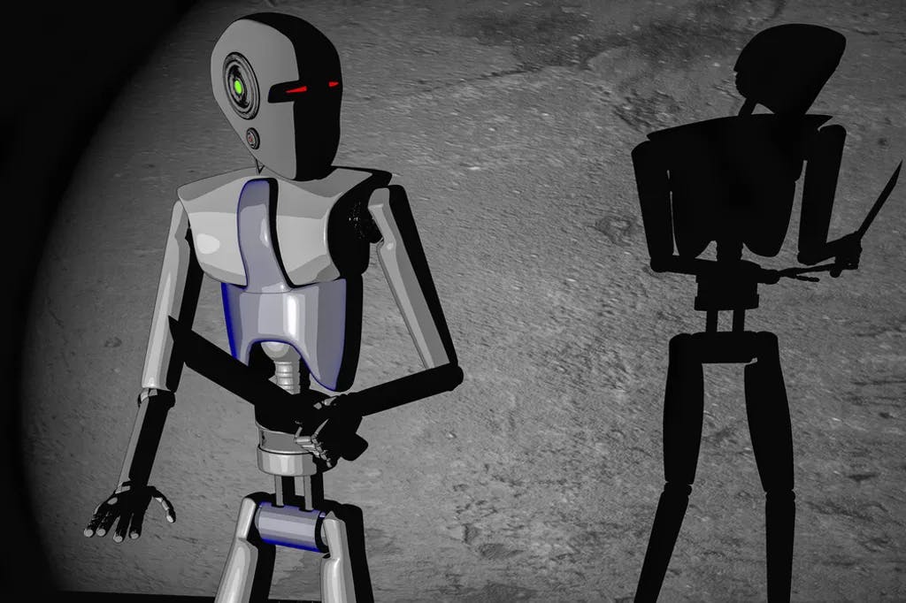 Roboter außer Kontrolle (3d Cartoon Rendering)