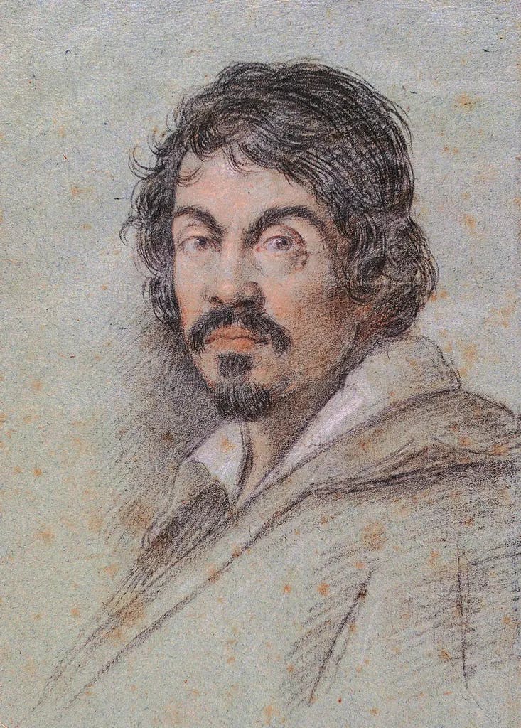 Posthumes Porträt Caravaggios von Ottavio Leoni, um 1614, Bibliotheca Marucelliana, Florenz