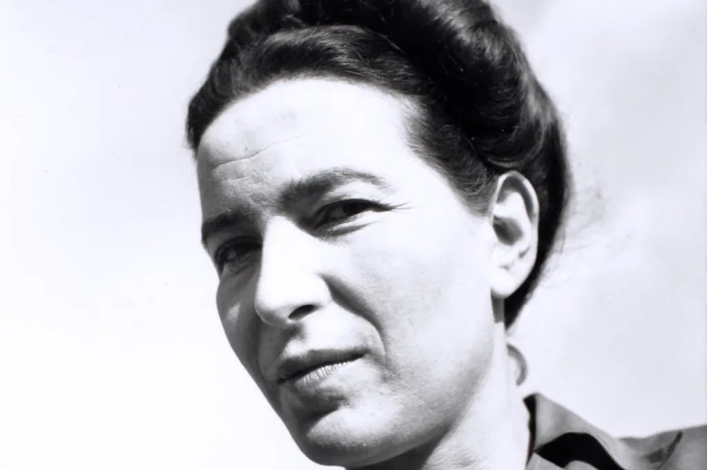 Porträt von Simone de Beauvoir / Foto 1945  1908 - 1986,Französische Schriftstellerin, intellektuelle, existenzialistische Philosophin, politische Aktivistin, Feministin und Sozialtheoretikerin.