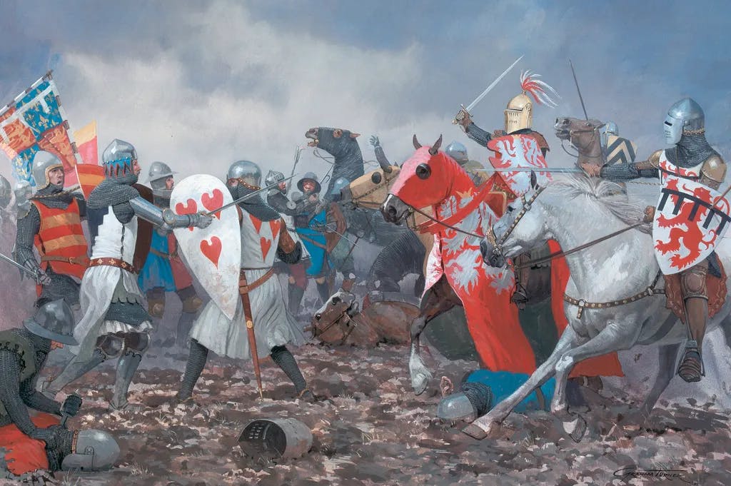Geschichte / 100-jähriger Krieg zwischen England und Frankreich 1339-1453. Schlacht von Crécy, 26. August 1346 (englischer Sieg)