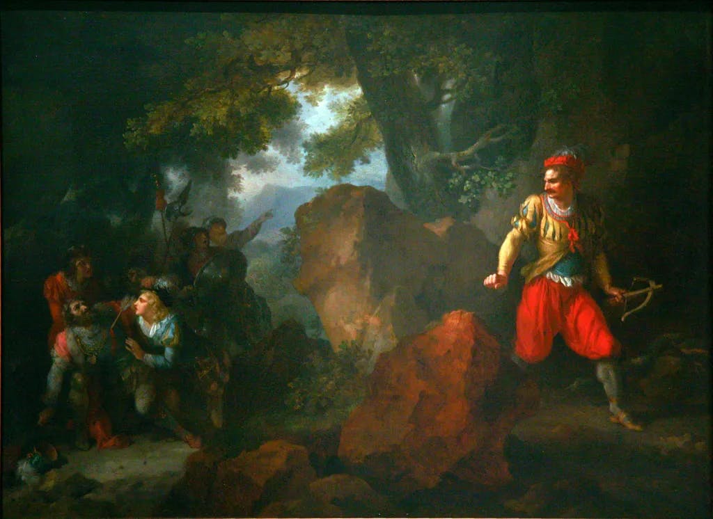 l'Héroïsme de Guillaume Tell,, Jean-Frédéric Schall, oil on wood, 1793. Accession number 1232.